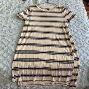 Cream/Black Striped T-shirt Dress